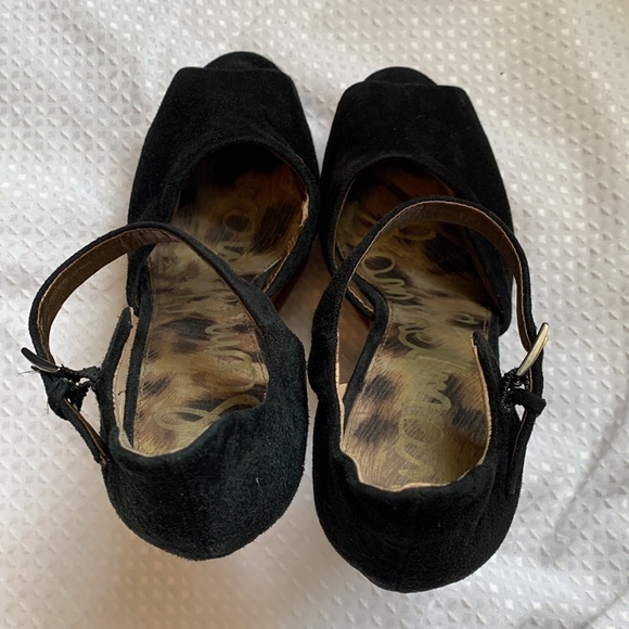 Sam Edelman Leather and Suede high Wedges 8.5 black - Picture 10 of 11